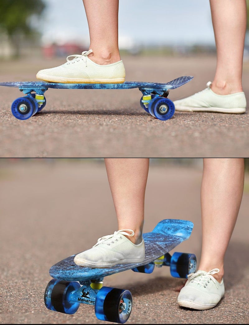Meketec Skateboards Complete Mini Cruiser Retro Skateboard for Kids Boys Youths Beginners 22 Inch(The Starry Sky) - Image 5